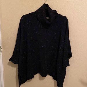 LOFT navy and white speckle mock neck sweater.
